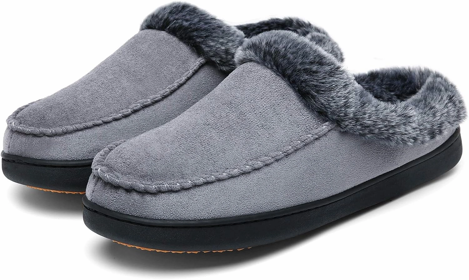 Mishansha Women's House Shoes Memory Foam Suede Moccasin Slippers Winter Warm Fleece Lined Home Shoes with Anti-Skid Rubber Sole