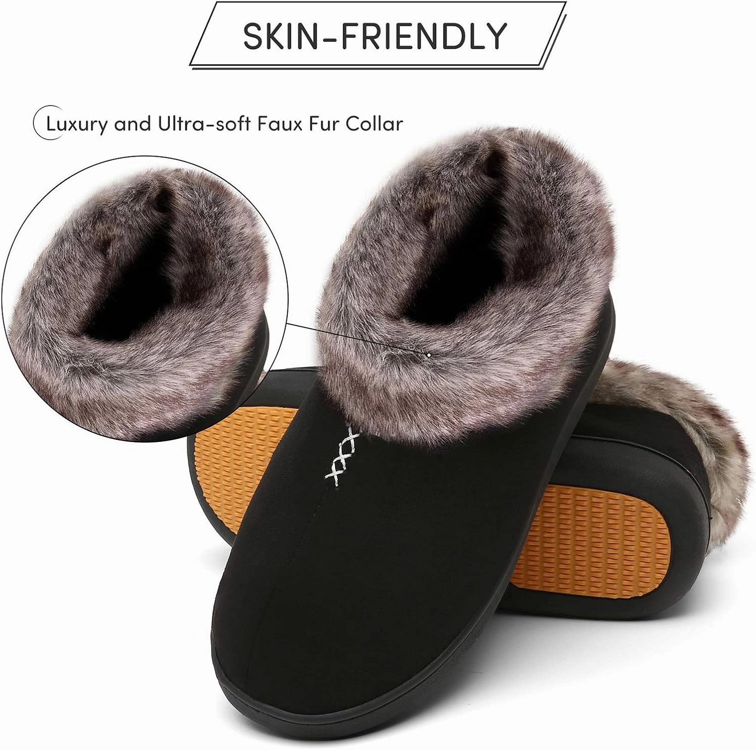 Mishansha Women's House Shoes Memory Foam Suede Moccasin Slippers Winter Warm Fleece Lined Home Shoes with Anti-Skid Rubber Sole