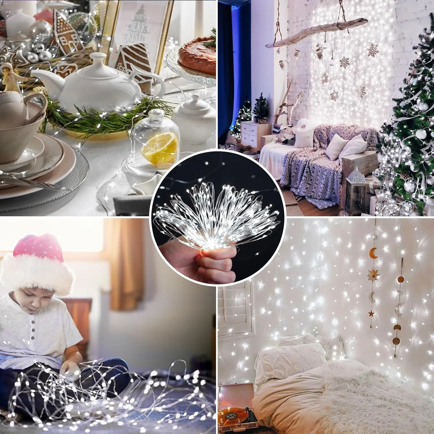 Mlambert 6 Pack 33FT Fairy Lights Battery Operated with Remote and Timer, Waterproof Dimmable 8 Modes Lights for Classroom Backyard Party-Cool White