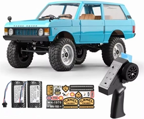 MN-168 1/12 RC Crawler 4x4 Off-Road Car, 2.4GHz Remote Control Truck with Front & Rear Lights, 2X 1200mAh Batteries, All-Terrain 4WD Rock Climber (RTR, Blue)