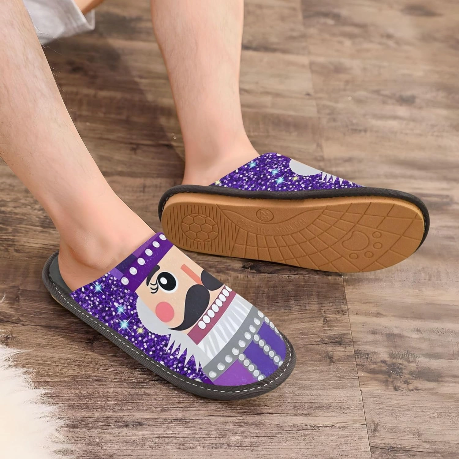MNSRUU Fuzzy Slippers House Slippers for Women Men Gnomes Rose Black Plush Warm Slippers Winter Soft Slippers Bedroom Shoes Plush Lining Indoor Non-slip