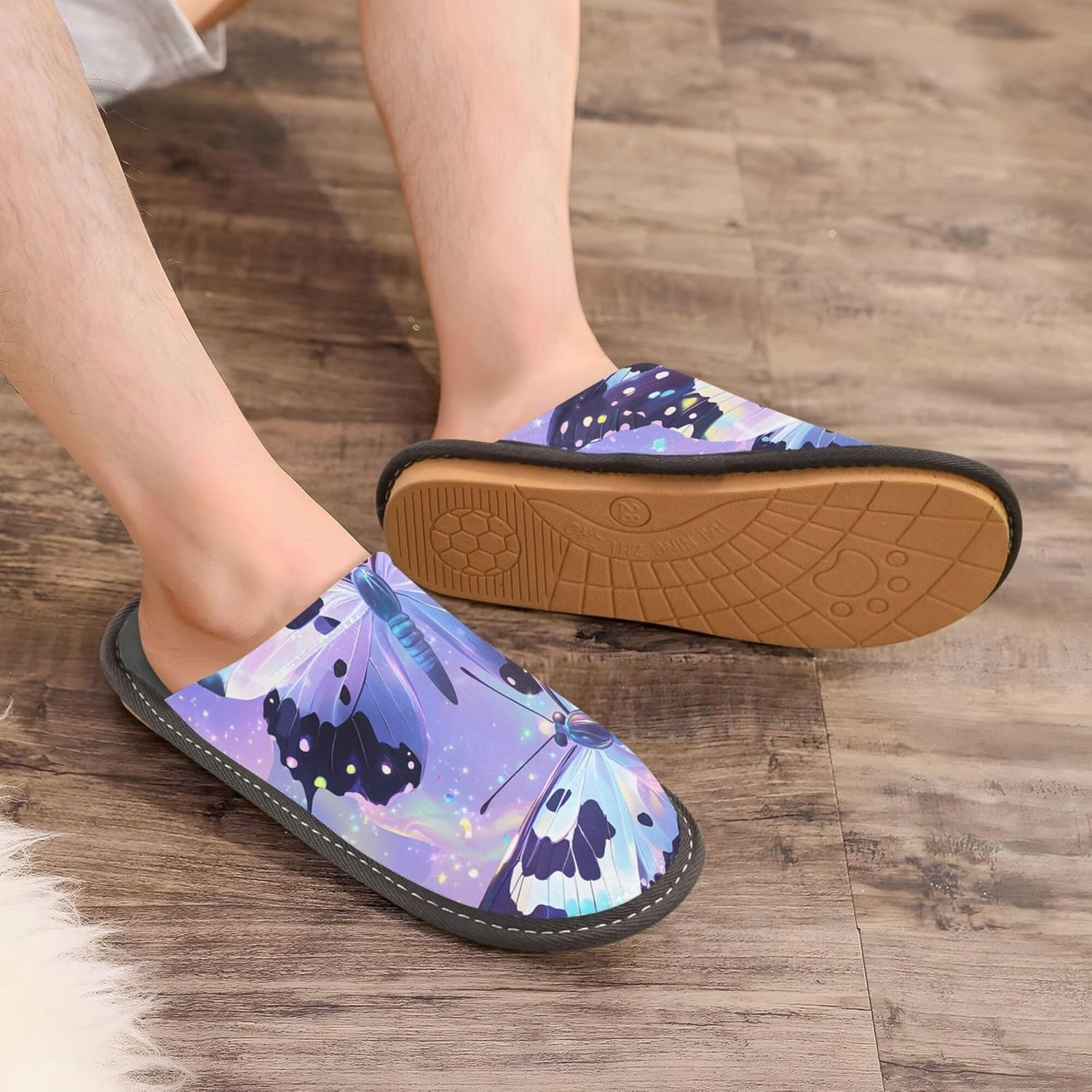 MNSRUU Fuzzy Slippers House Slippers for Women Men Gnomes Rose Black Plush Warm Slippers Winter Soft Slippers Bedroom Shoes Plush Lining Indoor Non-slip