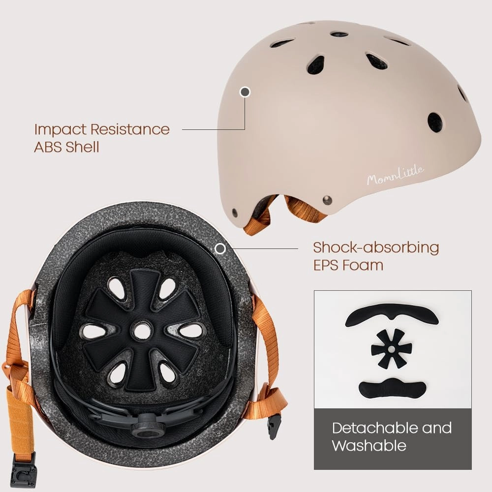 MomnLittle Kids Bike Helmet with Quick Pinch-Free Magnetic Buckle CPSC Certified Bike Helmet for Toddler Boys and Girls