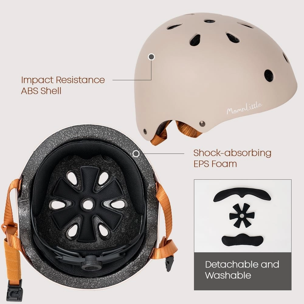 MomnLittle Kids Bike Helmet with Quick Pinch-Free Magnetic Buckle CPSC Certified Bike Helmet for Toddler Boys and Girls