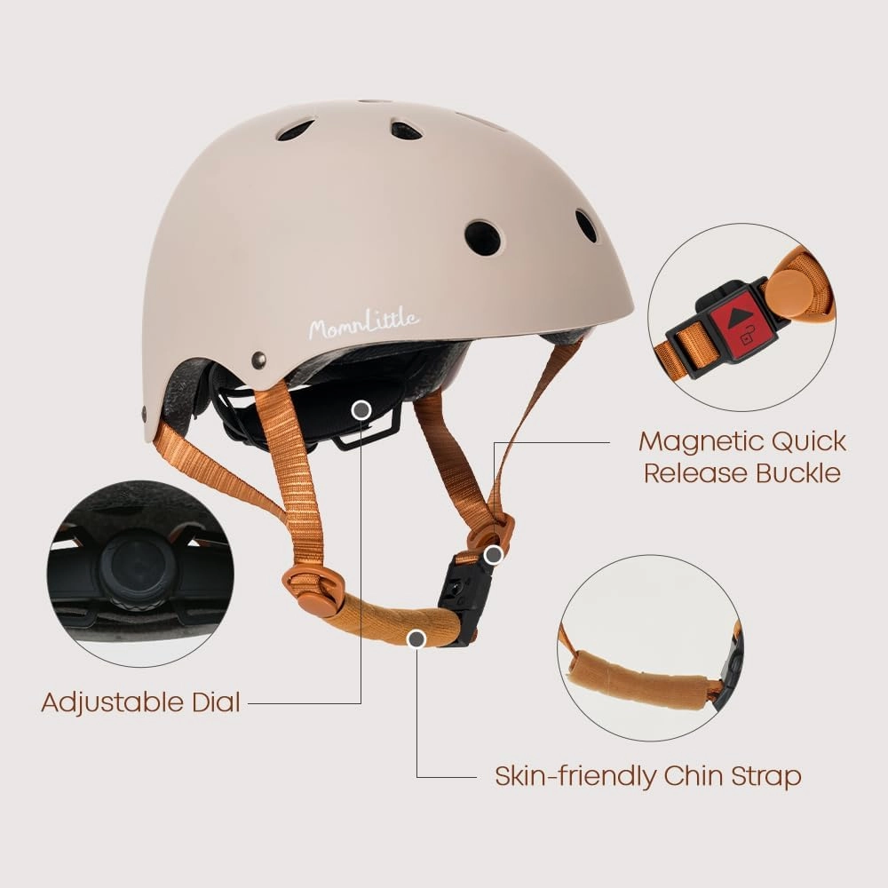 MomnLittle Kids Bike Helmet with Quick Pinch-Free Magnetic Buckle CPSC Certified Bike Helmet for Toddler Boys and Girls