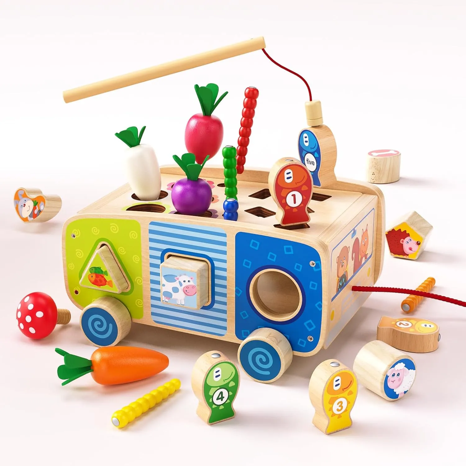 Montessori Wooden Shape Sorter Educational Toys for 2-3 Year Old Toddlers - Fine Motor Skills Development, Preschool Learning Gift for Boys and Girls