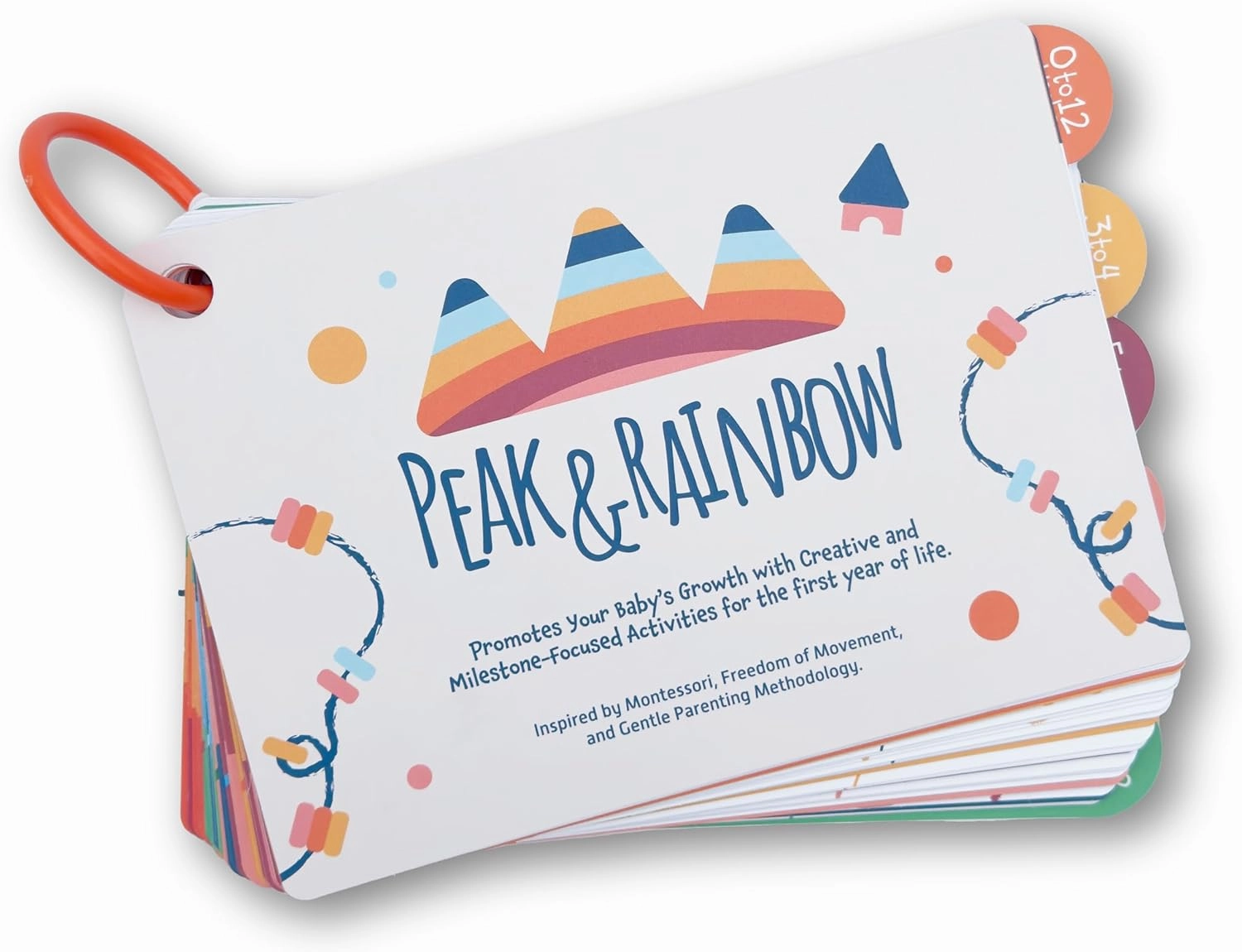 Montessori Baby Activity Cards 0-12 Months | Includes Black and White High Contrast Cards and Tummy Time Mirror | 40  Engaging Activities to Stimulate Development | Baby Must Haves - New Parent Gift