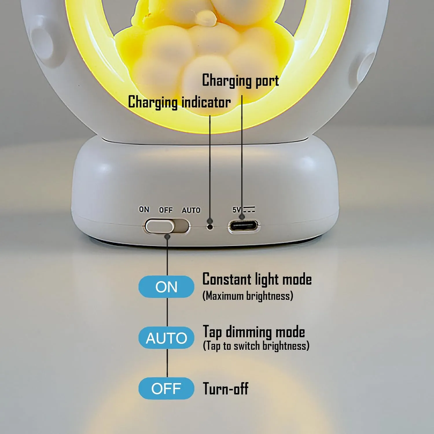 Moon and Cat Rechargeable Night Light, Safe PVC and ABS Material, 3 Brightness Levels, Tap Control, Warm Light, Toddler Sleeping Lamp, Bedroom Night Lamp, Gift for Baby and Kid (Moon and Cat)