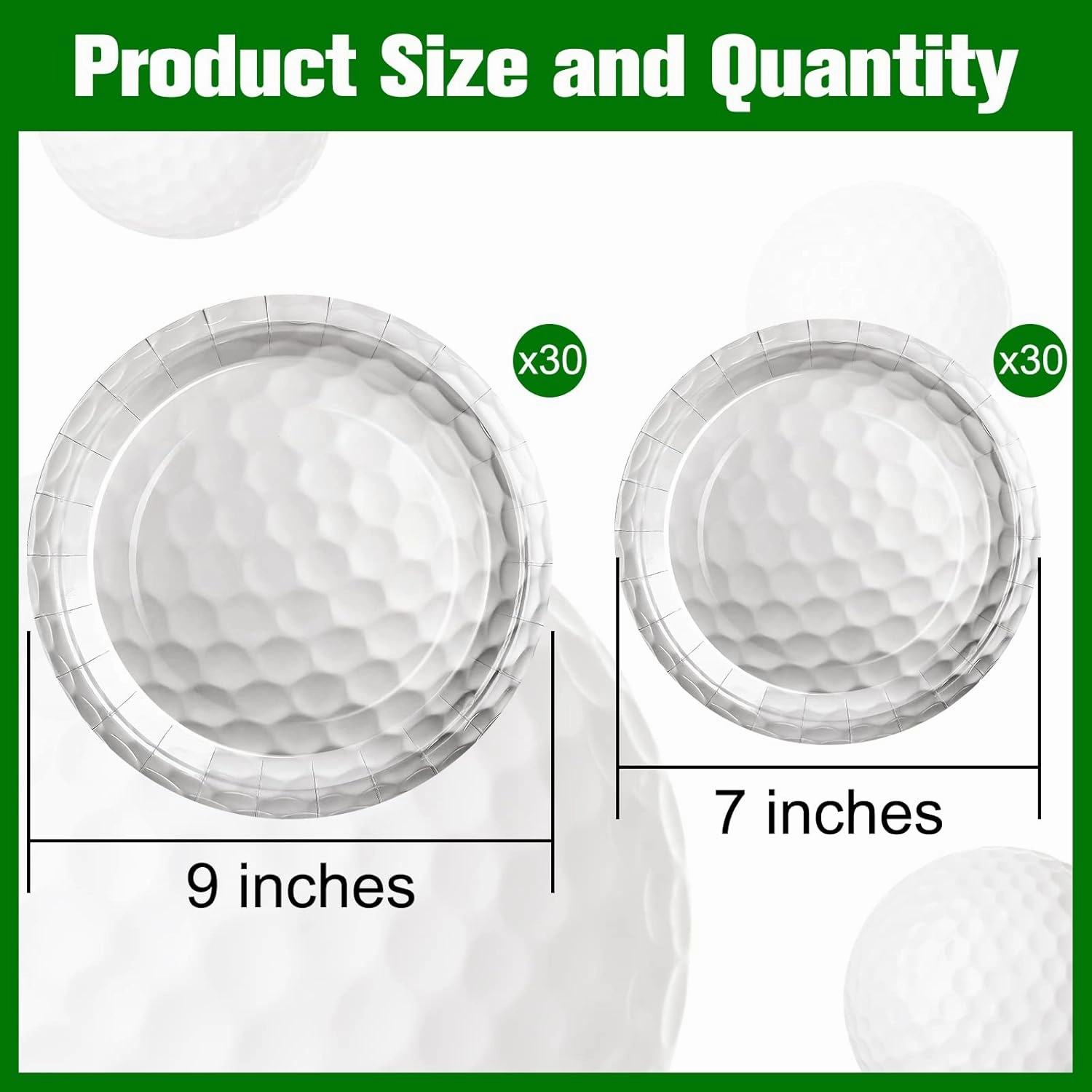 Mototo 60 Pack Golf Ball Paper Plates, 7 Inch and 9 Inch Golf Paper Plates Dessert Dinner Disposable Tableware Set for Sports Theme Hole in One Party Supplies, Birthdays, Club, Baby Shower Decoration