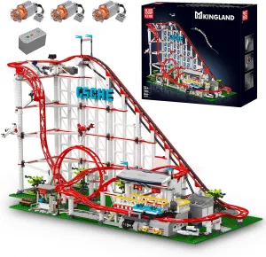 Mould King Roller Coaster Building Set, Electrical Amusement Park Funfair Theme Track Rollercoaster with Motor, Large Loop Coaster Construction Toy STEM Kit Gift for Kids/Adult-3646  Pieces