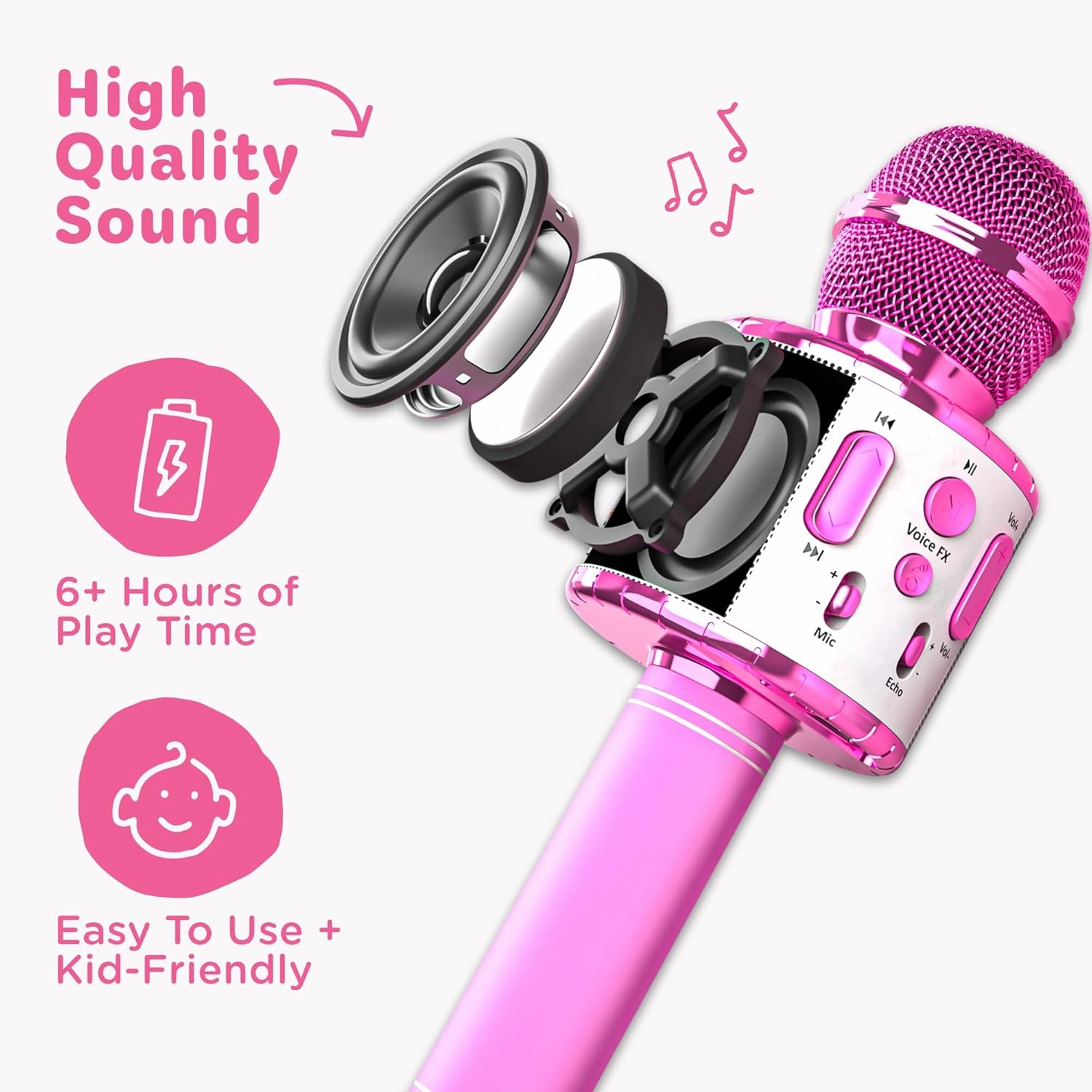 Move2Play, Kids Karaoke Microphone | Includes Pre-Loaded Songs & Bluetooth | Kids Birthday & Easter Gift | Toy for All Ages 2, 3, 4, 5, 6  Year Old Girls, Boys & Toddlers