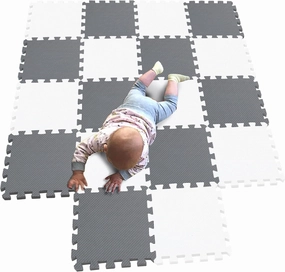 MQIAOHAM baby puzzle mat baby playmat plastic mats for floor shape square play gym toys jigsaw board foam tiles cushions soft interlocking exercise mats garage flooring protector white grey 101112
