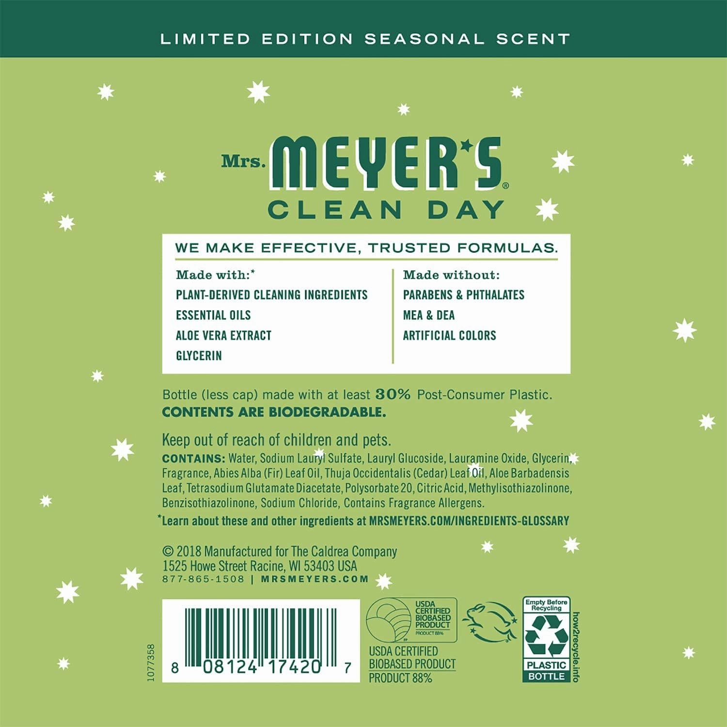 Mrs. Meyer's Kitchen Set, Dish Soap, Hand Soap, and Multi-Surface Cleaner, 3 CT (Iowa Pine)