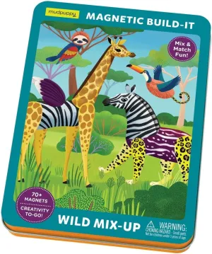 Mudpuppy Wild Mix-Up Magnetic Build-It from Includes 2 Illustrated Background Scenes & 70  Mix and Match Magnets, Perfect for Travel Activities on The Go!, Ages 4 