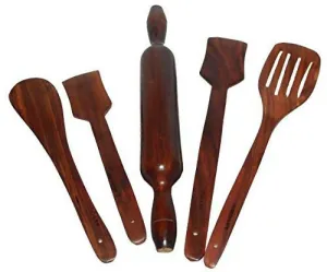 Multispace Wooden Multipurpose Spoon Set (5 Pieces) – Perfect for Serving and Cooking