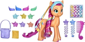 My Little Pony: A New Generation Rainbow Reveal Sunny Starscout - 6-Inch Orange Pony Toy with Surprise Rainbow Braid and 17 Accessories