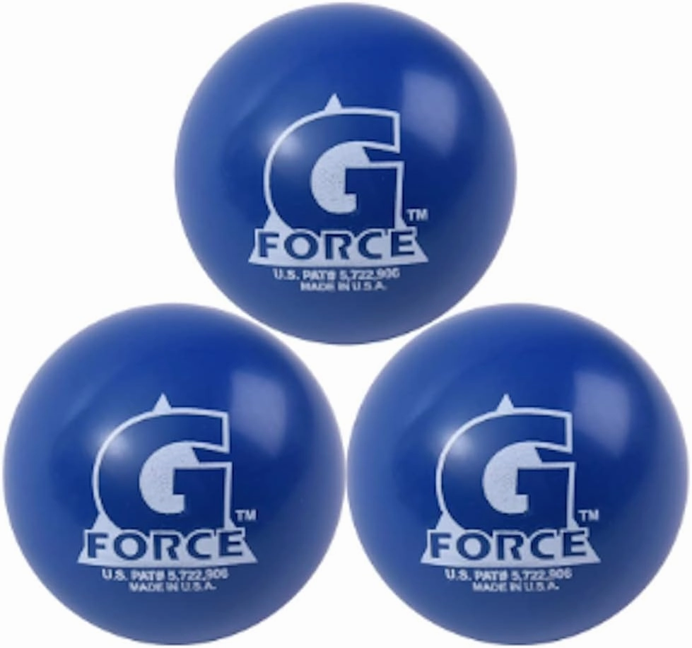 Mylec G-Force Street Hockey Balls, Less-Bounce Street Hockey Balls, Liquid Filled, Perfect for 30-60 Degrees F, Durable Construction, Roller Hockey Ball for Indoor/Outdoor Play (Set of 3)