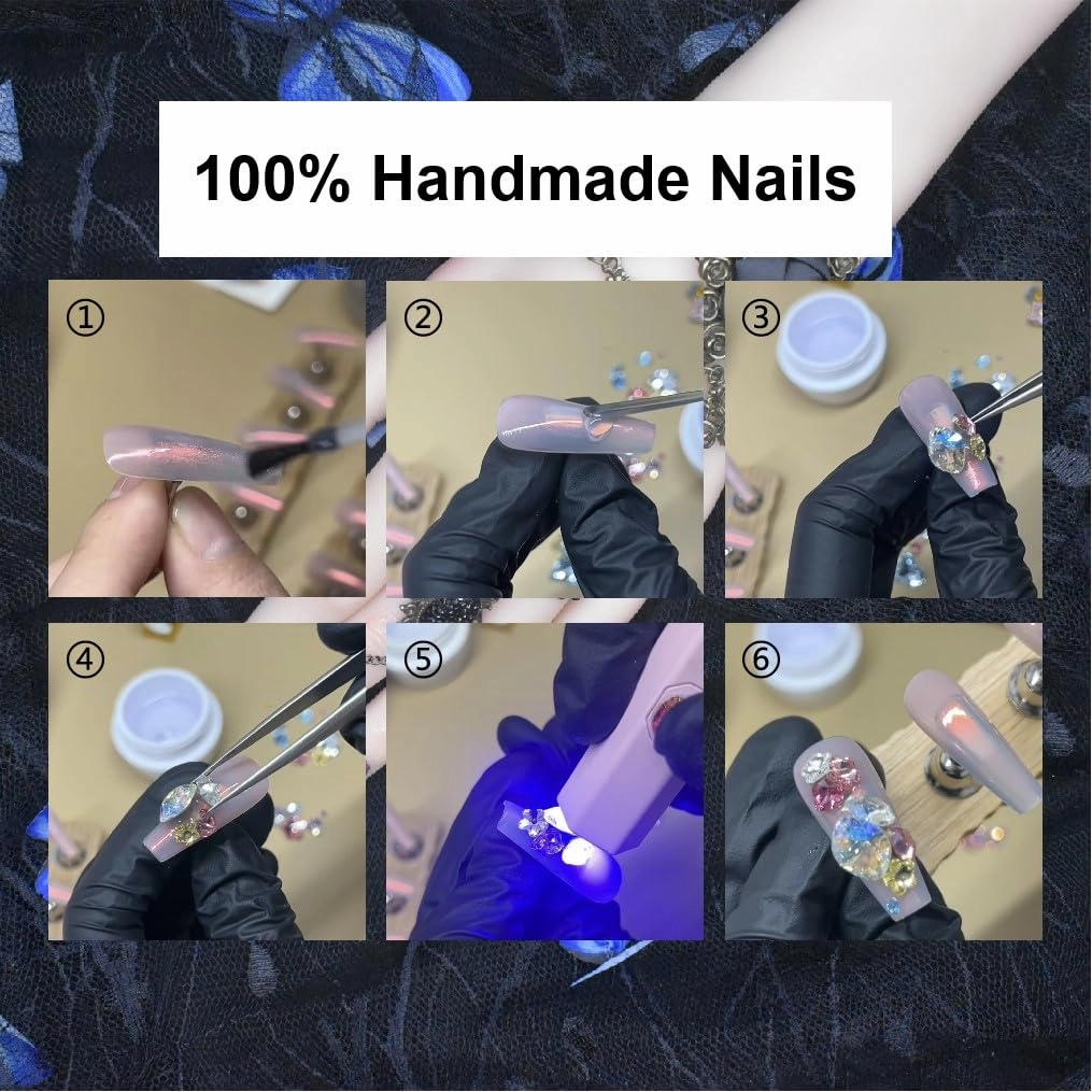 Mystery Box Random 2Packs (20Pcs) Press on Nails 30mm Long Handmade Nails Manicure Charms Nails Art Nail Kit press on nails for Women Party Holiday Photo Wedding Size M