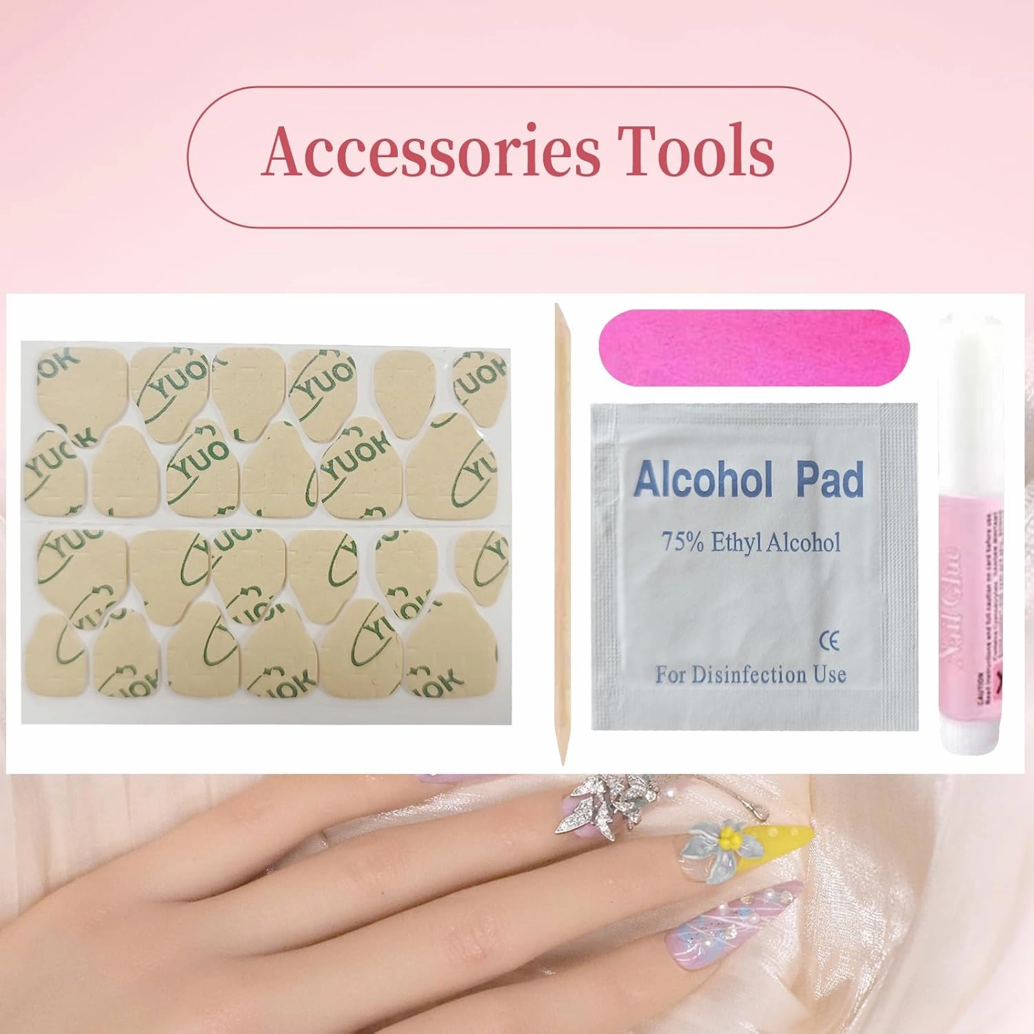 Mystery Box Random 2Packs (20Pcs) Press on Nails 30mm Long Handmade Nails Manicure Charms Nails Art Nail Kit press on nails for Women Party Holiday Photo Wedding Size M