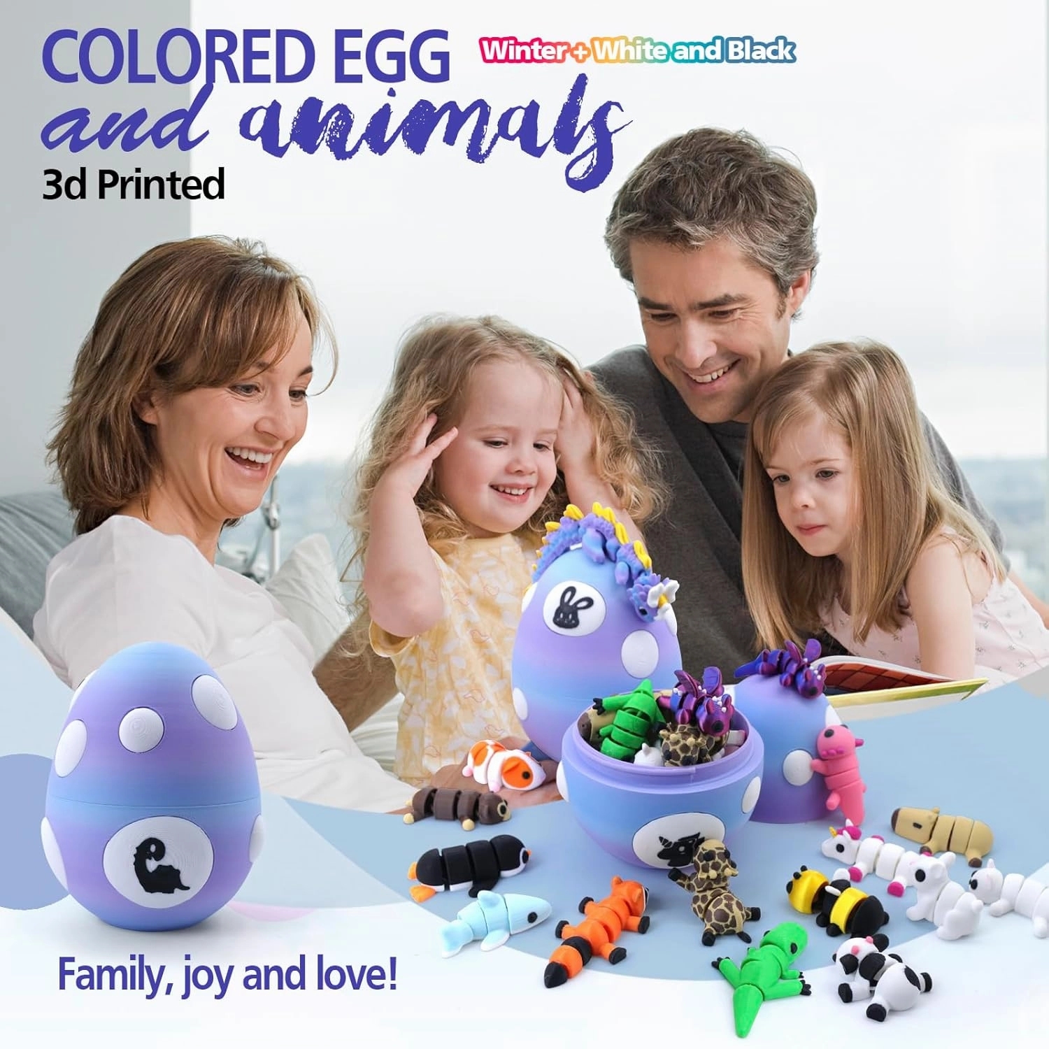 Mystery Mini 3D Printed Articulated Animal Figurines Set with Egg,Little Cute Animals Pocket Pet,3D Animals Toys,3D Printed Miniature Figurines Gift,Excutive Desk Toy(Dragon&Axolotl &Capybara