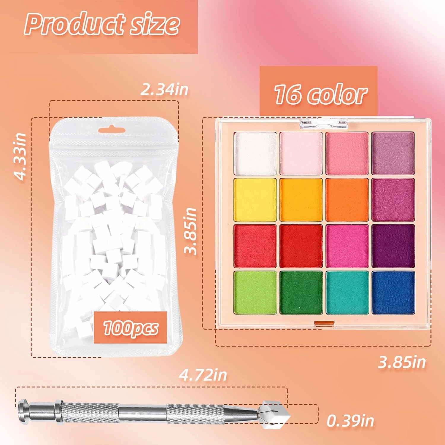 Nail Pigment Powder Palette Set, 16 Colors Ombre Nail Powder Palette with 100pcs Sponges &Grabbing Pen French Aura Nails Ombre Nail Art DIY Accessories Home Salon Art.
