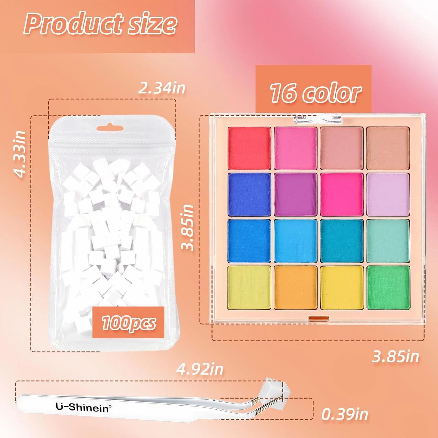 Nail Pigment Powder Palette Set, 16 Colors Ombre Nail Powder Palette with 100pcs Sponges & Tweezers French Aura Nails Ombre Nail Brush Nail Long-lasting Manicure Art DIY Accessories 07 Set