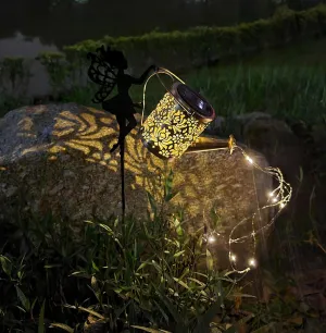 NASKY Solar Fairy Watering Can Lights – Flowing Water & Flickering LEDs, Small Decorative Lawn Lamp for Courtyards & Gardens, Perfect for Outdoor Decor & Illumination