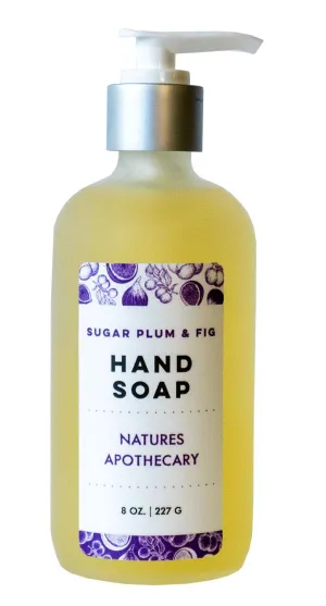 NATURE'S APOTHECARY Sugar Plum & Fig Liquid Soap - Vegan, Sulfate-Free, Hypoallergenic, All-Natural, Plant-Derived, Eco-Friendly Refillable, Made in USA by DAYSPA Body Basics, 8oz Glass Bottle