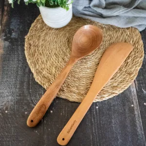Neem Wood Ladles Set Of 2(Vegetables and Saute)