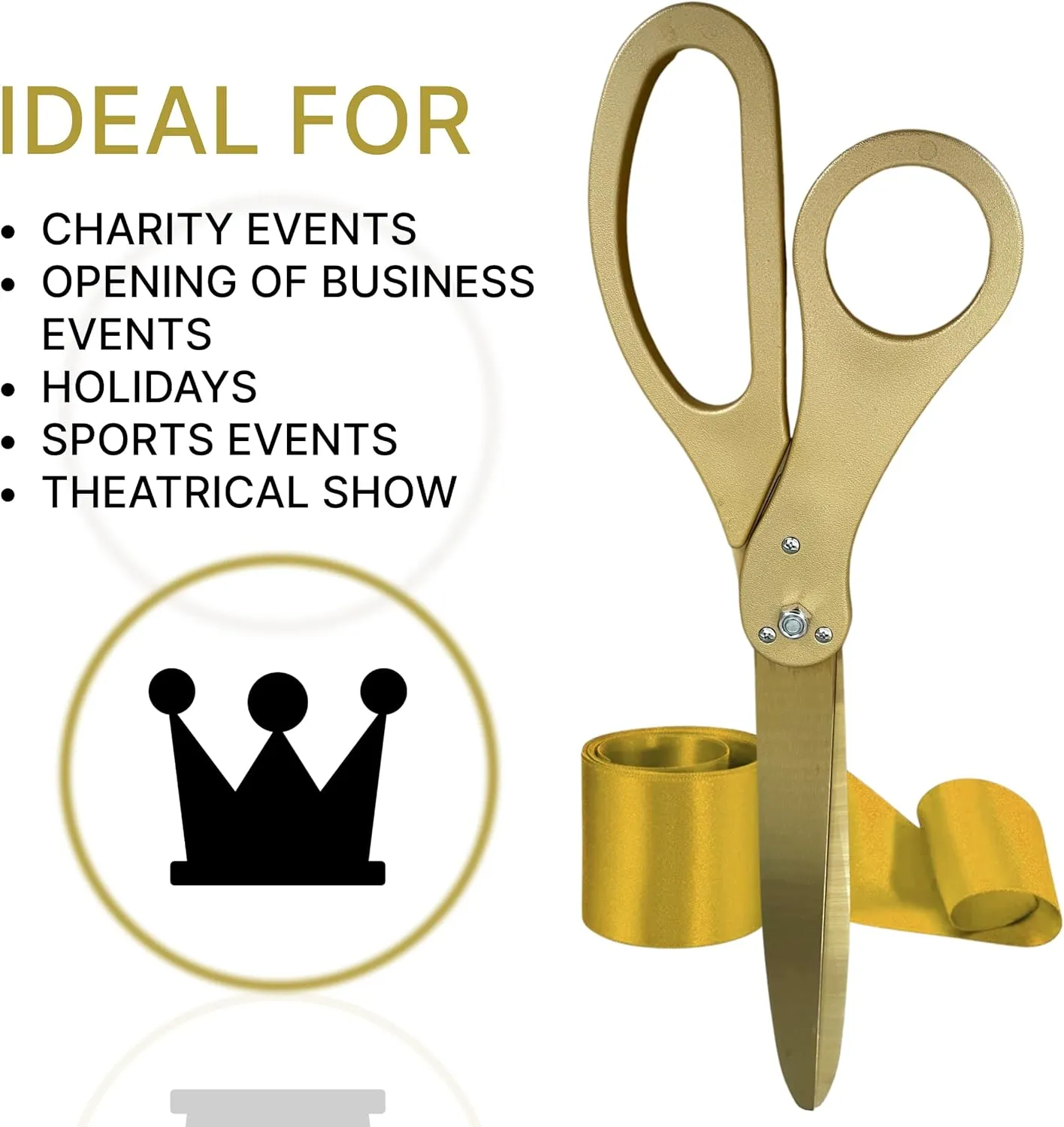 New Edition Grand Opening Ceremony Kit – Heavy Duty 25'' Scissors Gold with Golden Blades and Gold Satin Ribbon for Inauguration Ceremonies & Special Events