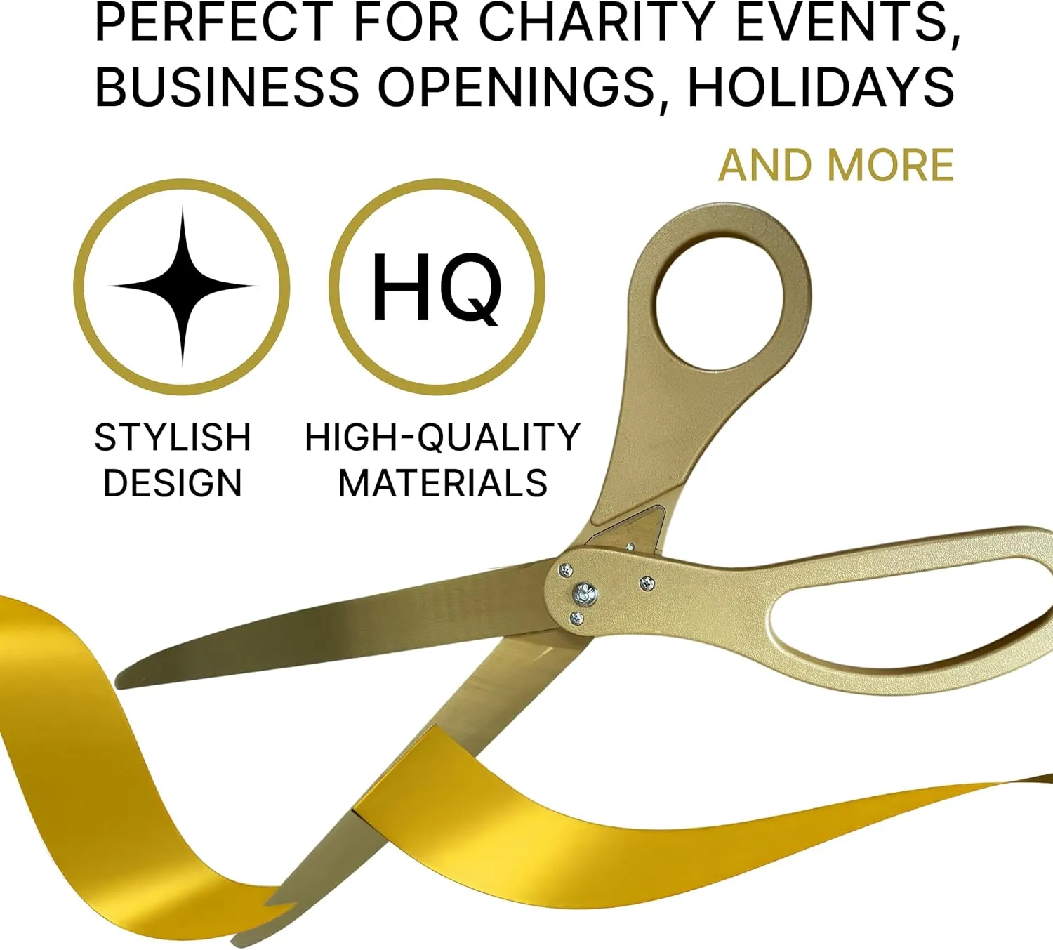 New Edition Grand Opening Ceremony Kit – Heavy Duty 25'' Scissors Gold with Golden Blades and Gold Satin Ribbon for Inauguration Ceremonies & Special Events