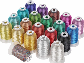 New brothread 21 Assorted Colors Metallic Embroidery Machine Thread Kit 500M (550Y) Each Spool for Computerized Embroidery and Decorative Sewing