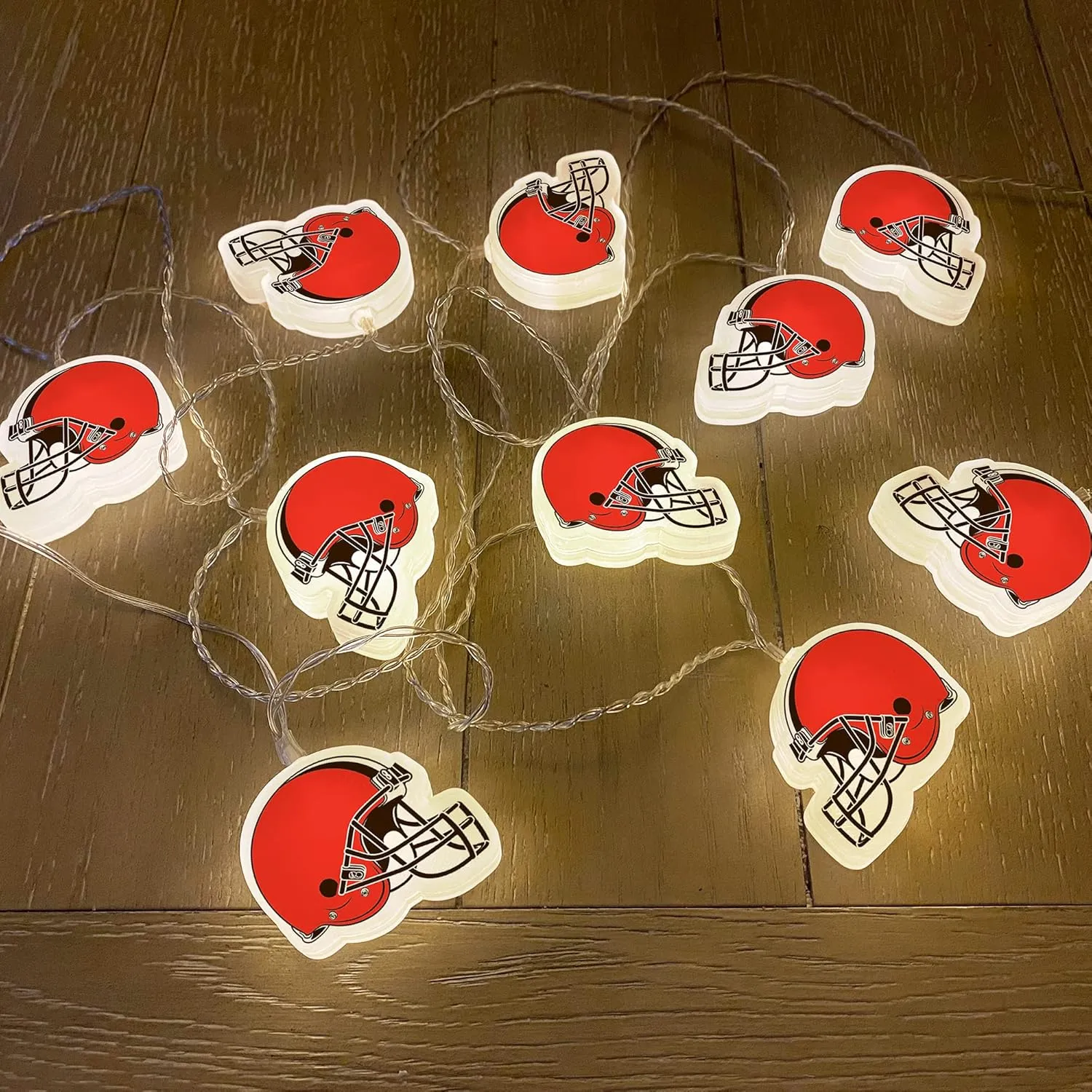 NFL LED Helmet String Lights with Adaptor Plug Included, Battery Operated Football Fairy Lights for Indoor Home Décor