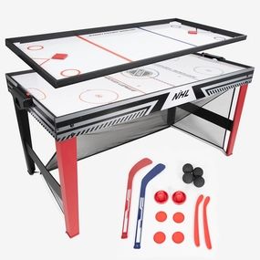 NHL 60" Hat Trick 3-in-1 Hockey Table - Air Hockey, Knock Hockey, and Knee Hockey - Air Powered Surface - 60" Indoor Hockey Net - Includes All Accessories
