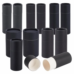 NICENEEDED 12 PCS Twist Up Lip Balm Tubes, Empty Lip Gloss Balm Holder, Kraft Paper Rotatable Deodorant Containers for DIY Homemade Lipsticks, Chapsticks and Homemade Solid Perfume (Black Set)