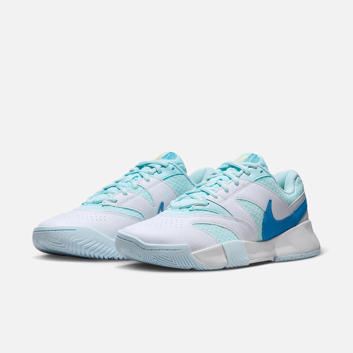 NikeCourt Lite 4 Women's Tennis Shoes (FD6575-400, Glacier Blue/White/Light Lemon Twist/Star Blue)