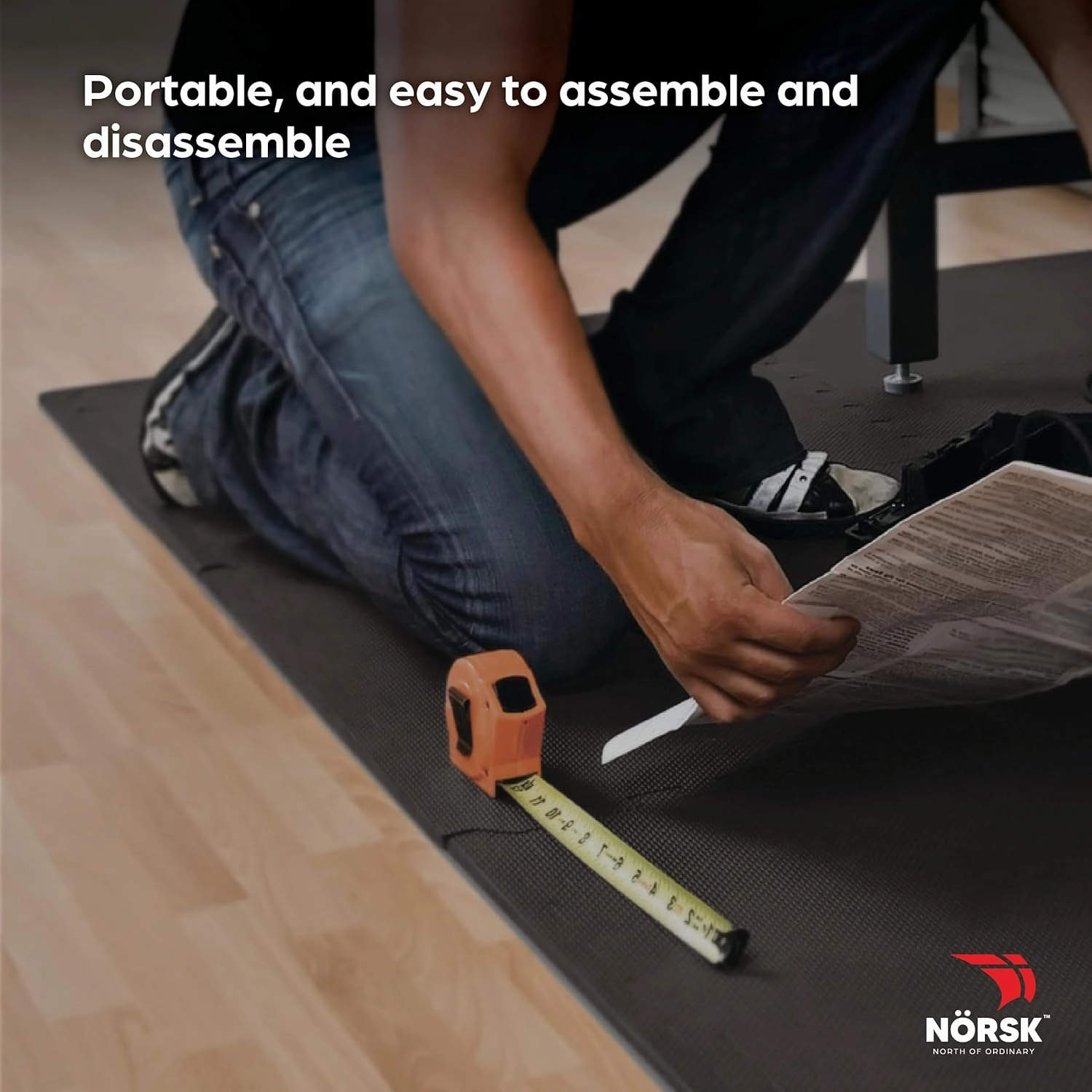 Norsk Multi-Purpose Reversible Floor Mats - EVA Interlocking Foam Tiles (Gray/Black 28 Tiles - 112 sq. Ft. 1/2" Thick)