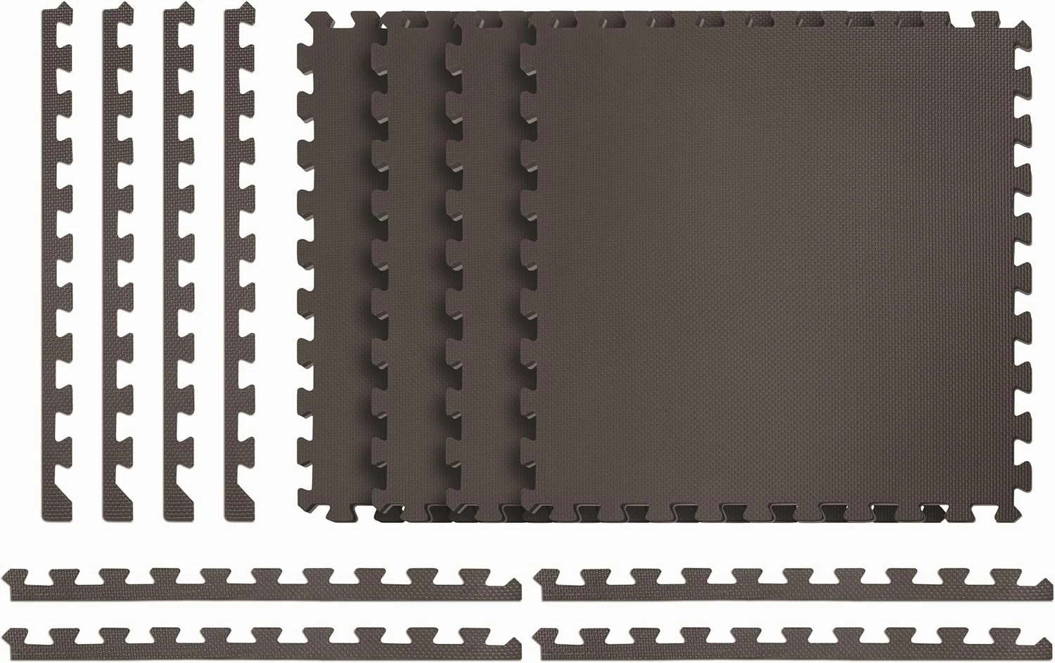 Norsk Multi-Purpose Reversible Floor Mats - EVA Interlocking Foam Tiles (Gray/Black 28 Tiles - 112 sq. Ft. 1/2" Thick)