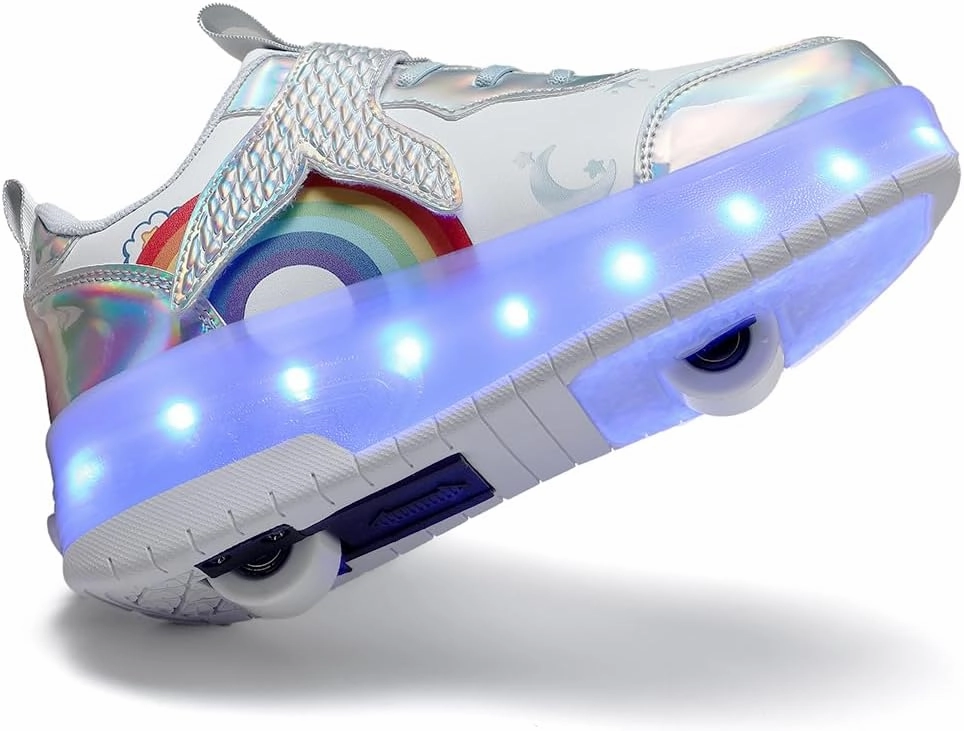 Nsasy Girls Boys Roller Shoes with LED Light Up Wheels Sneakers Kids Roller Skates Shoes for Kids for Children