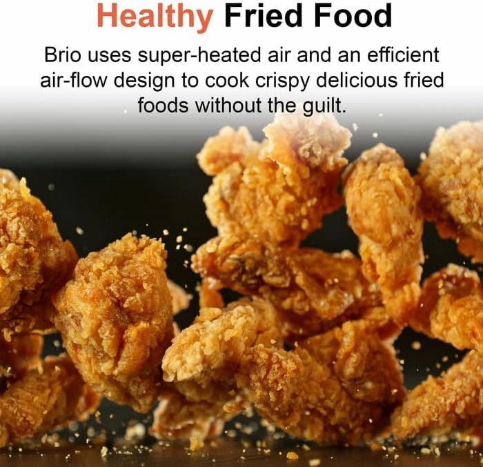 Nuwave 8QT Brio Air Fryer Plus Cool Gray, Digital LED Touch Screen with Cool White Display, 50°F~400°F in Precise 5°, 3 Wattage Alternatives, 5 Cook Functions, 50 Memory, PFAS Free, New & Improved
