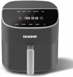 Nuwave 8QT Brio Air Fryer Plus Cool Gray, Digital LED Touch Screen with Cool White Display, 50°F~400°F in Precise 5°, 3 Wattage Alternatives, 5 Cook Functions, 50 Memory, PFAS Free, New & Improved