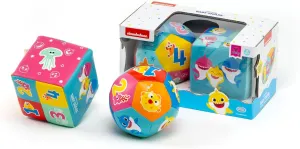 ODS - Baby Shark Ultra Soft Ball and Cube Set for Tactile and Visual Development with Numbers, Faux Leather, Washable with Wet Cloth, Recommended Age  6 Months