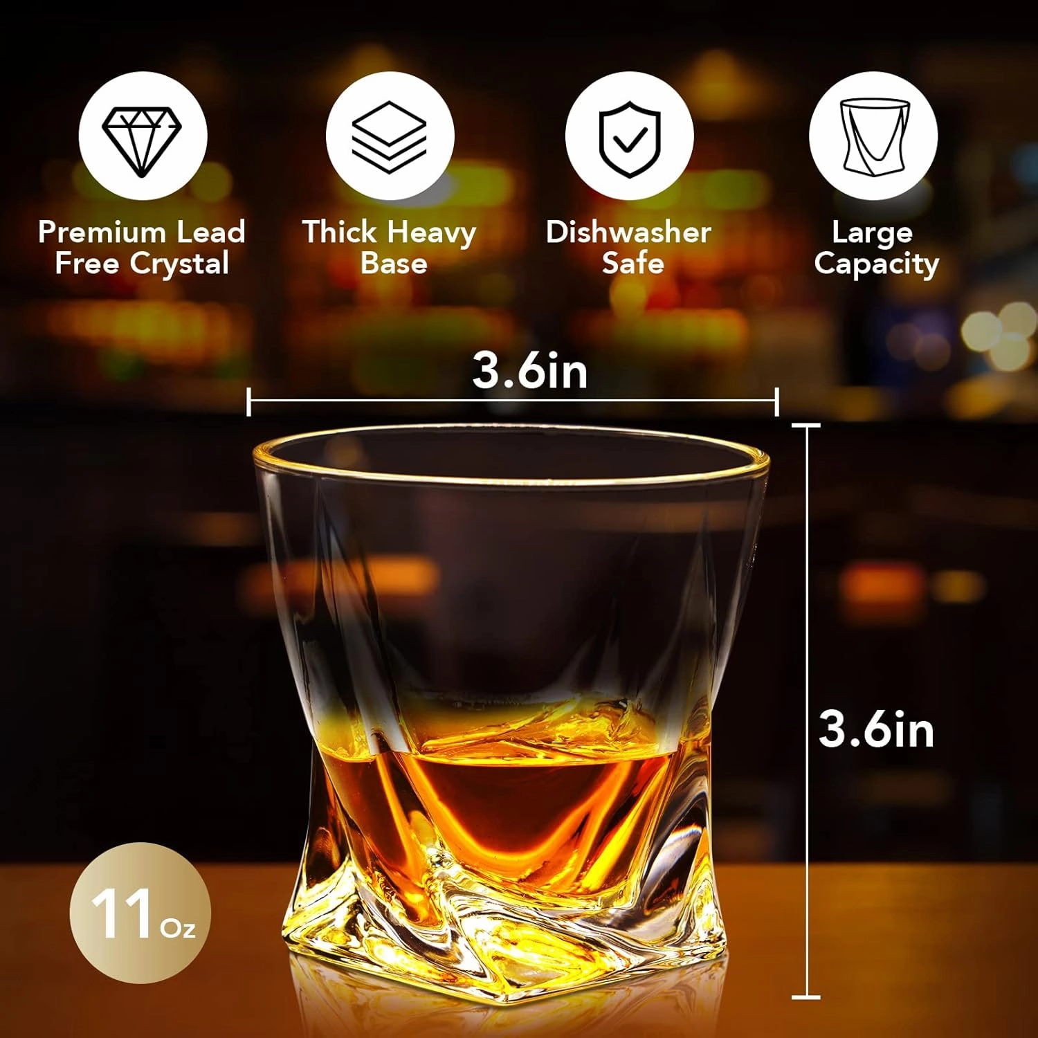 Old Fashioned Whiskey Glasses - 11 Oz Crystal Whiskey Glasses Set with 2 Ice Ball Molds and Coasters, Bourbon Glasses for Men Dad Husband Birthday Father's Day Groomsmen Gifts