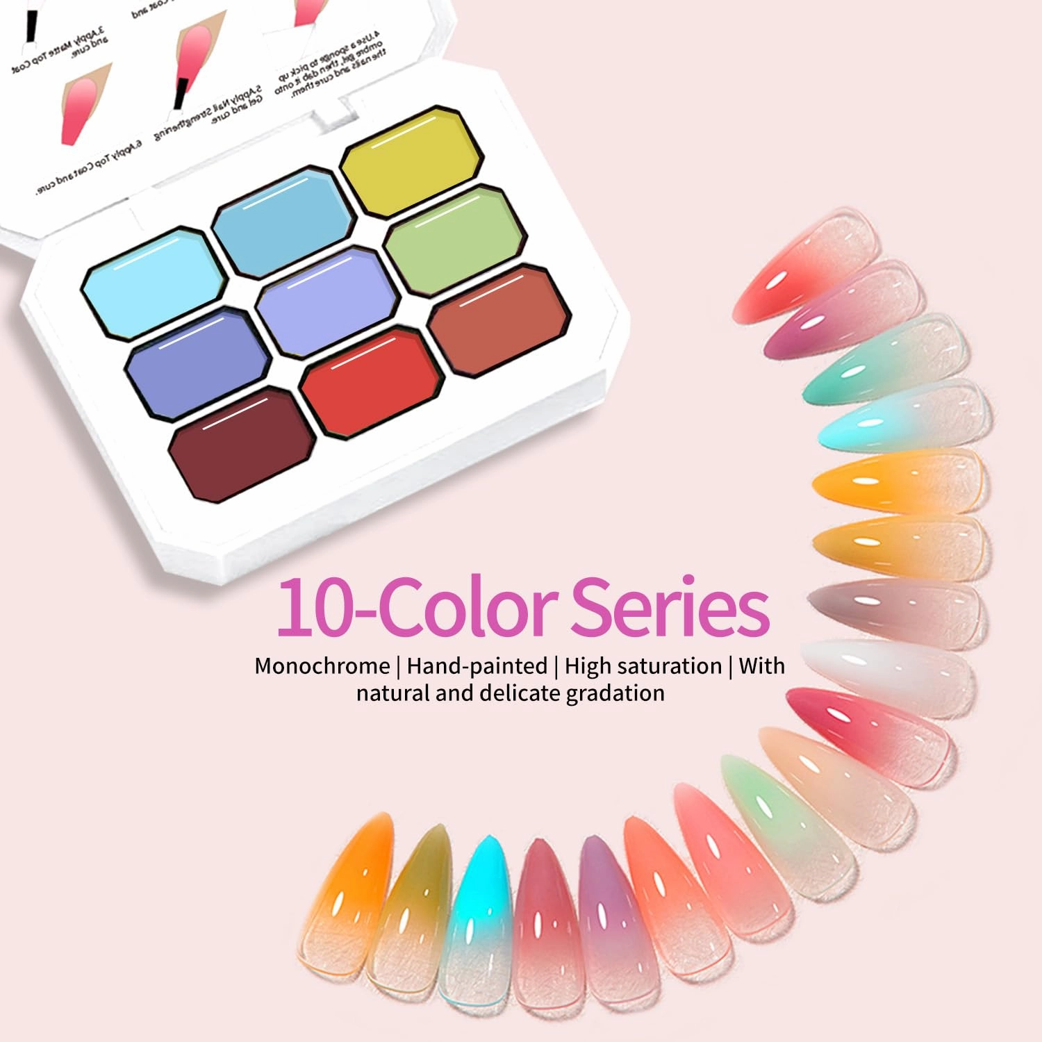 Ombre Gel Polish Nail Sponges for Ombre 9 Series Colorful Blush Effect Gradient painting gel ombre & pat paint for nails Multistyle French Manicure Nail Art DIY Home (A7, 1)