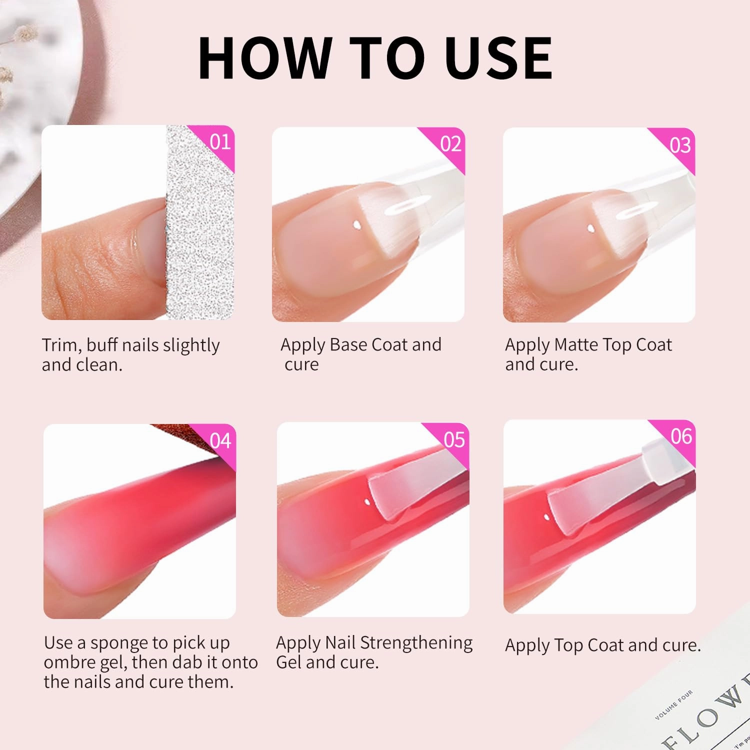 Ombre Gel Polish Nail Sponges for Ombre 9 Series Colorful Blush Effect Gradient painting gel ombre & pat paint for nails Multistyle French Manicure Nail Art DIY Home (A7, 1)