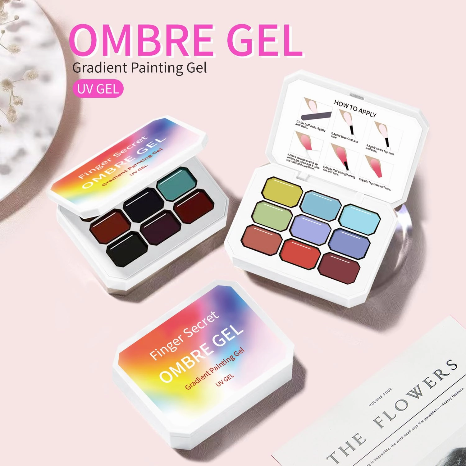 Ombre Gel Polish Nail Sponges for Ombre 9 Series Colorful Blush Effect Gradient painting gel ombre & pat paint for nails Multistyle French Manicure Nail Art DIY Home (A7, 1)