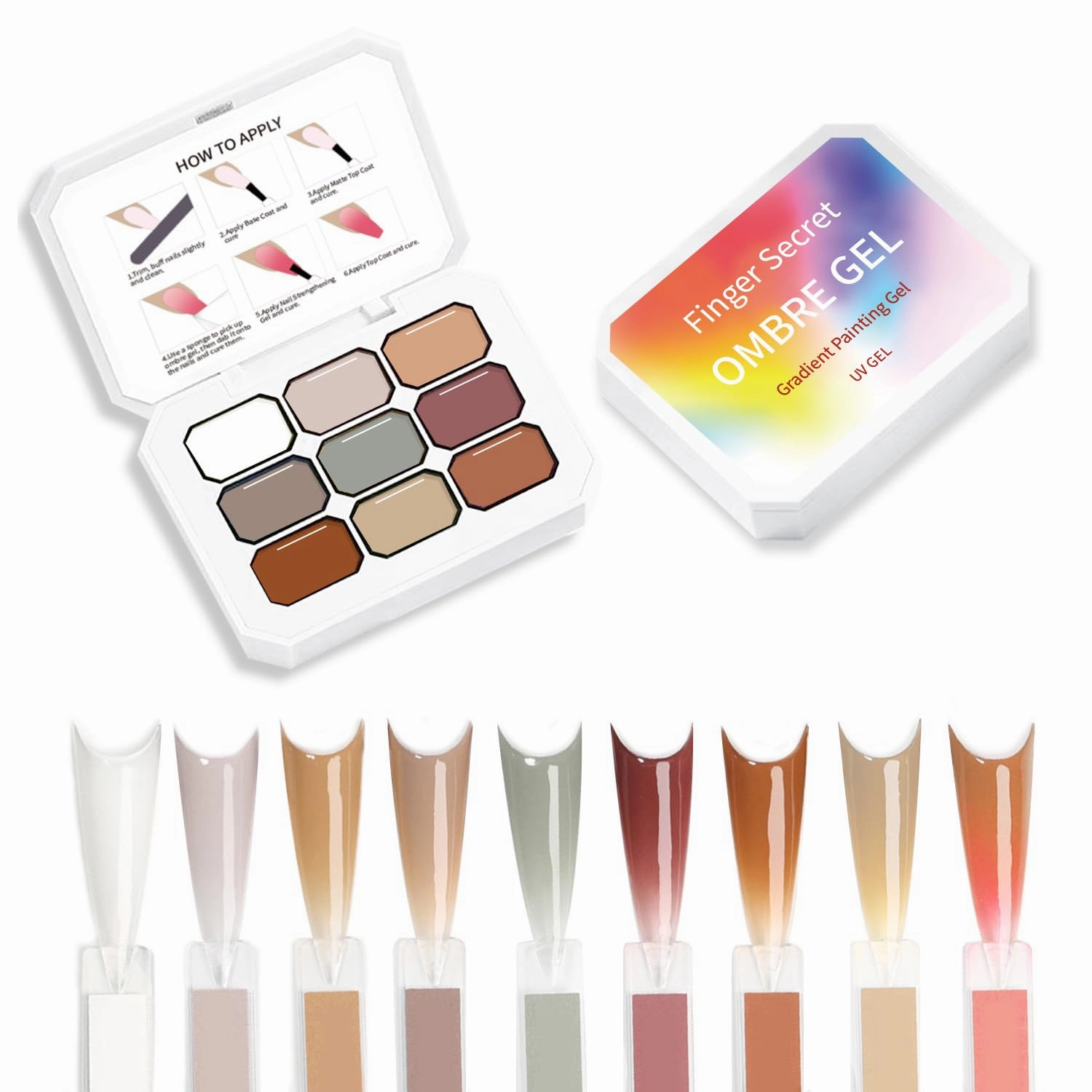 Ombre Gel Polish Nail Sponges for Ombre 9 Series Colorful Blush Effect Gradient painting gel ombre & pat paint for nails Multistyle French Manicure Nail Art DIY Home (A7, 1)