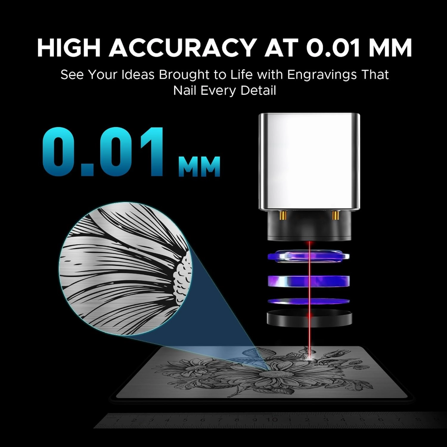 OMTech 60W Fiber Laser Marking Machine, LightBurn Compatible MOPA Laser Engraver with Red Dot Guide for Metal Color Marking, 7x7 Solid State Laser Etching Machine for Aluminum Steel Gold Jewelry More