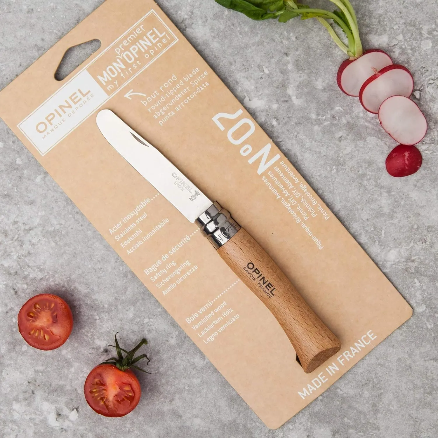 Opinel My First No.7 Stainless Steel Children’s Folding Pocket Knife with Safety Rounded Tip