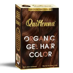 Organic Hair Colour Gel 4N - PPD & Ammonia Free Permanent Natural Hair Color, 100% Grey Coverage, Long Lasting Gel Colour for Men & Women, 120gm 1 Count (Pack of 1) Medium Brown